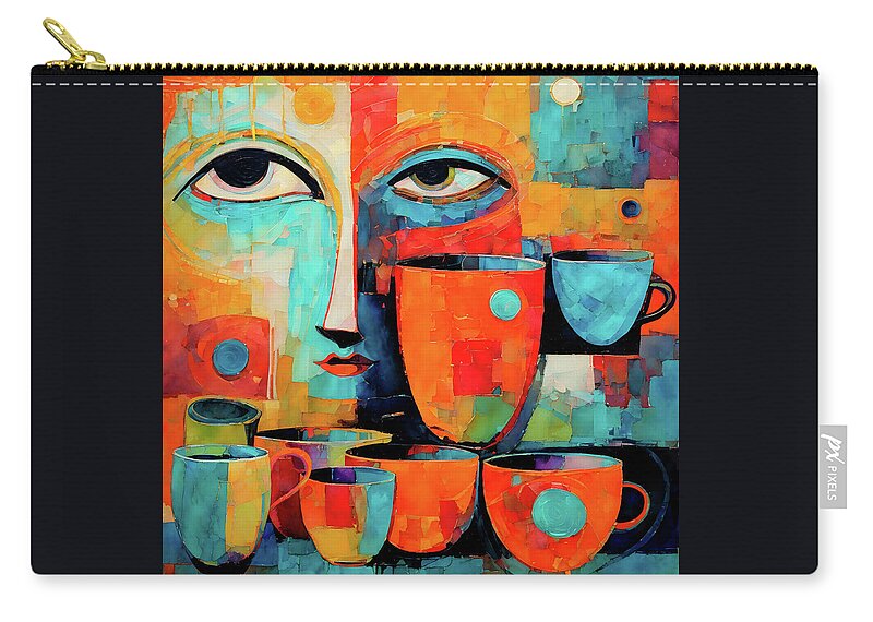 Coffee Zip Pouch featuring the digital art Morning Coffee by Peggy Collins
