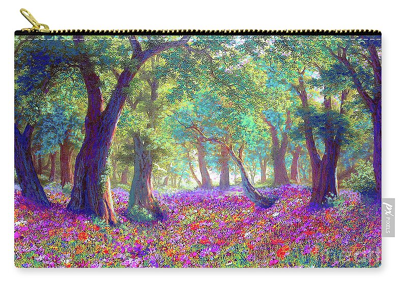 Landscape Zip Pouch featuring the painting Morning Dew by Jane Small