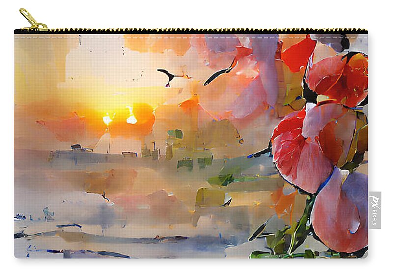 Sunrise Zip Pouch featuring the digital art Morning Floral by David Lane