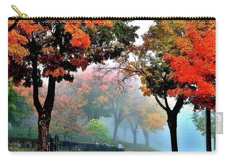 Fall In Winona Zip Pouch featuring the photograph Morning Fog 2 by Susie Loechler