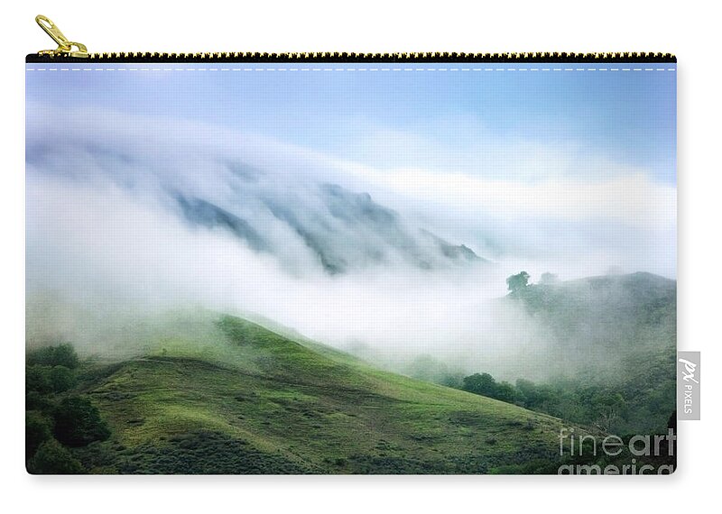 Hills Zip Pouch featuring the photograph Morning Fog by Ellen Cotton