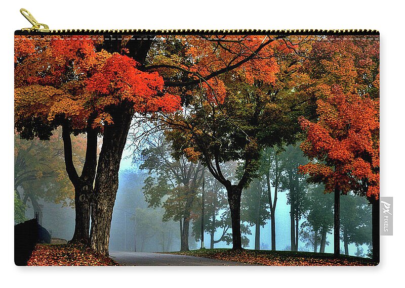 Fall Zip Pouch featuring the photograph Morning Fog by Susie Loechler