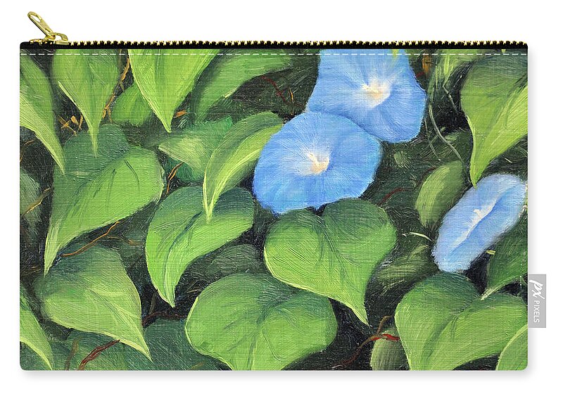 Garden Zip Pouch featuring the painting Morning Glories by Rick Hansen