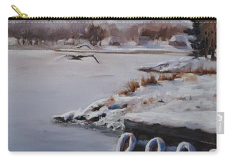 Landscape Carry-all Pouch featuring the painting Morning Harbour by Sheila Romard