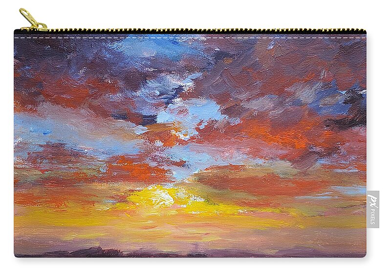 Acrylic Paintings Zip Pouch featuring the painting Morning has Broken by Laurie Samara-Schlageter