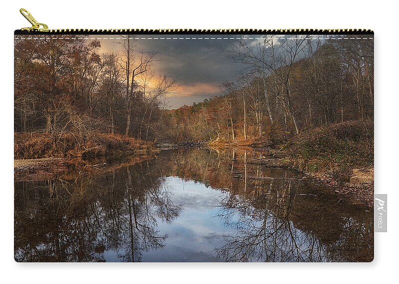 Woods Zip Pouch featuring the photograph Morning Lake Reflections by Montez Kerr