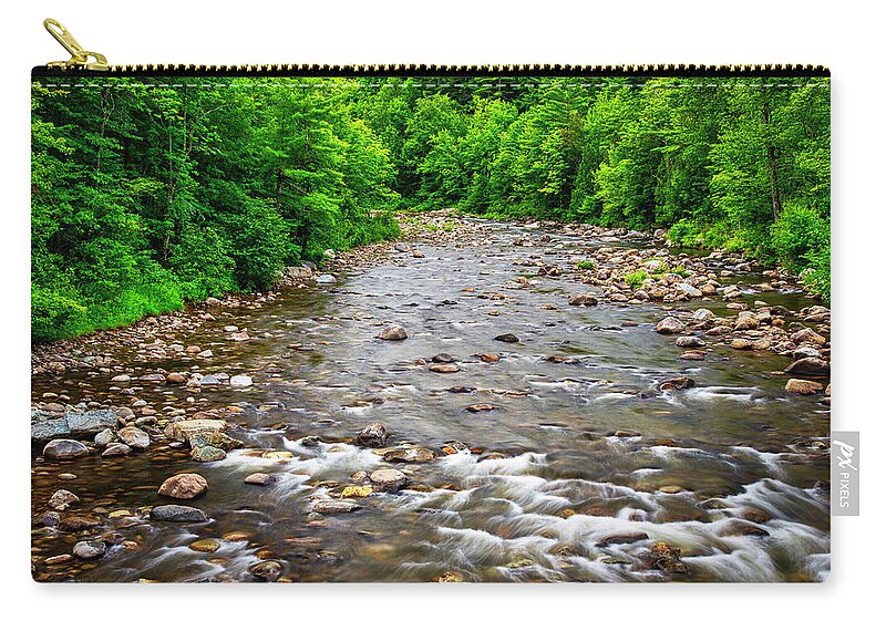 Adirondack Mountains Zip Pouch featuring the photograph Morning on the Saranac River by Andy Crawford