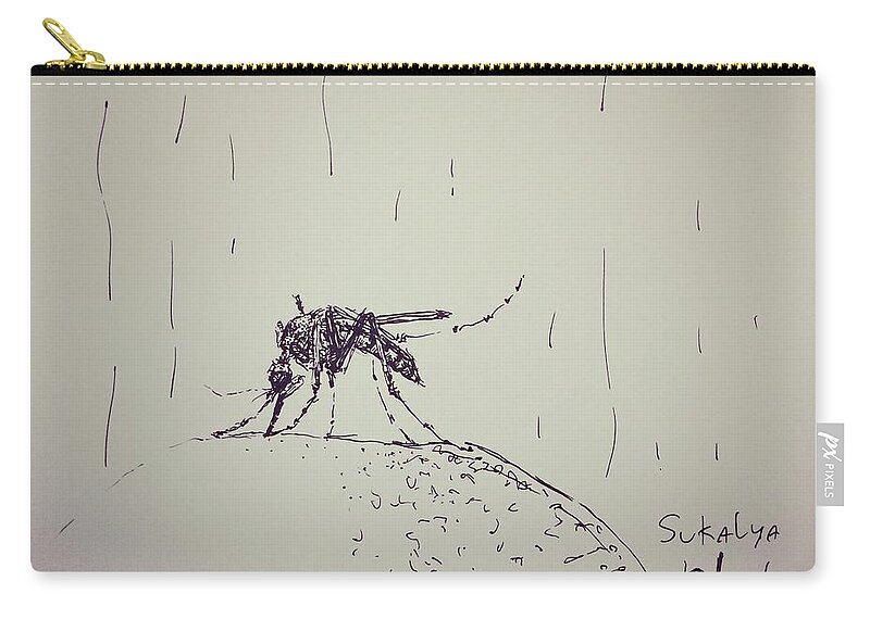 Mosquito Zip Pouch featuring the drawing Mosquito by Sukalya Chearanantana