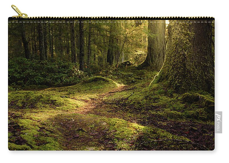 Landscape Zip Pouch featuring the photograph Mossy Forest Path by Naomi Maya