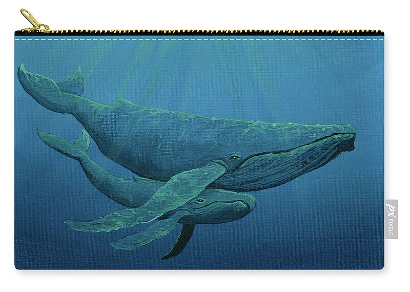 Animal Carry-all Pouch featuring the painting Mother and Baby Humpback by Darice Machel McGuire