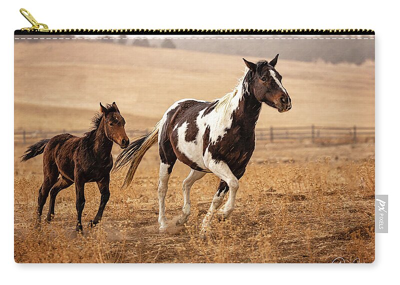 2020 Utah Trip Zip Pouch featuring the photograph Mother and her Foal by Gary Johnson