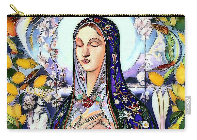 The Virgin Mary Zip Pouch featuring the digital art Mother Mary by Pennie McCracken