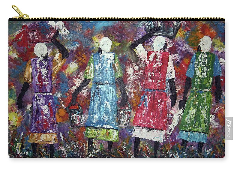  Carry-all Pouch featuring the painting Mothers Come Home by Peter Sibeko