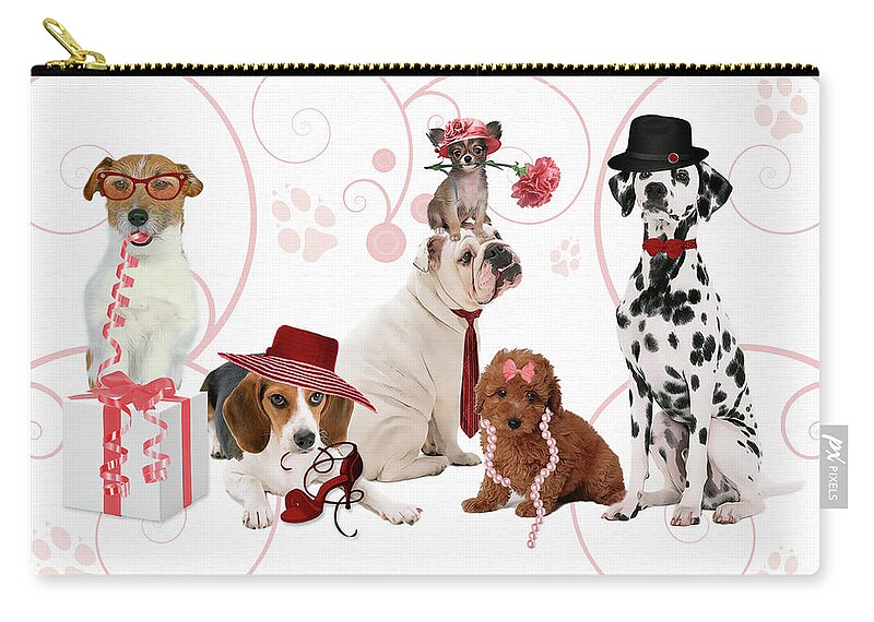 Happy Mother's Day Zip Pouch featuring the digital art Mother's Day for Dog Lover in Pink by Doreen Erhardt