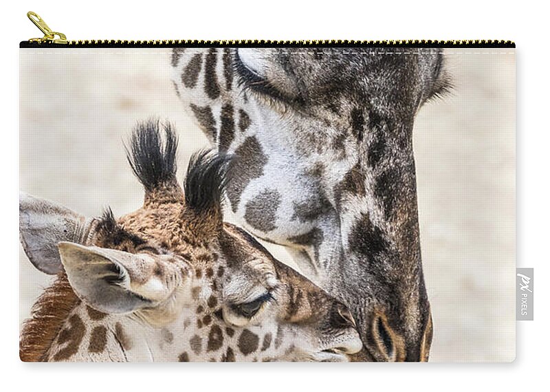 Giraffe Zip Pouch featuring the photograph Mother's Love by Jim Miller