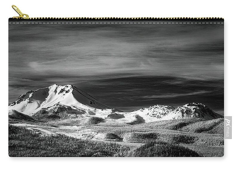 Lassen Zip Pouch featuring the photograph Mount Lassen and Chaos Crags in Invisible Light by Mike Lee