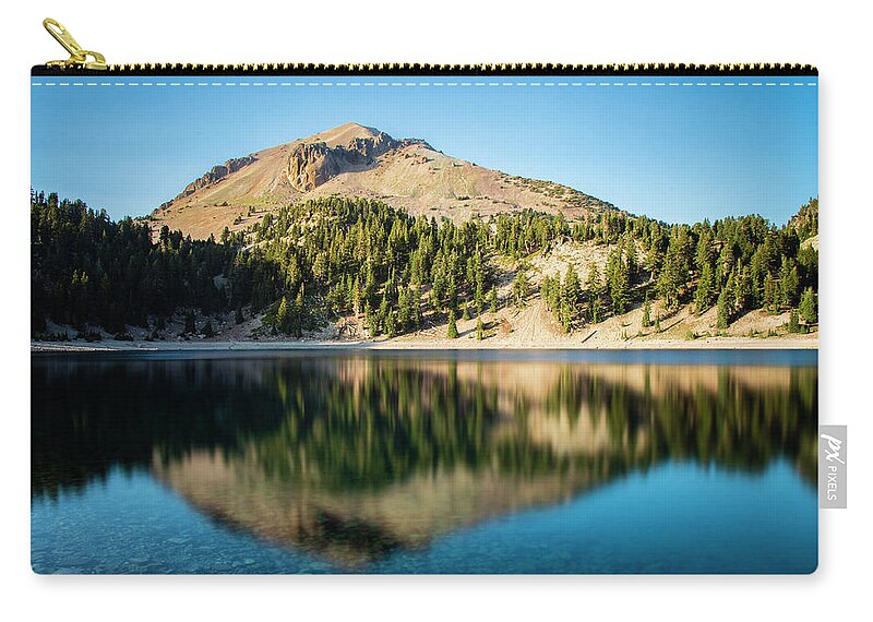 Lake Zip Pouch featuring the photograph Mount Lassen Reflection by Mike Lee