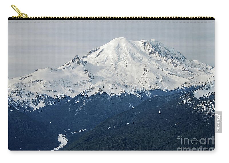 Mount Rainier Zip Pouch featuring the photograph Mount Rainier and White River Valley View from Crystal Mountain by Nancy Gleason