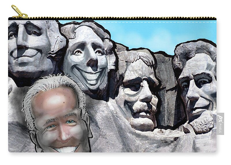 Mount Rushmore Carry-all Pouch featuring the digital art Mount Rushmore w Biden by Kevin Middleton