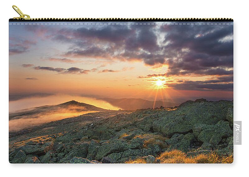 Mount Zip Pouch featuring the photograph Mount Washington Morning Sunburst by White Mountain Images