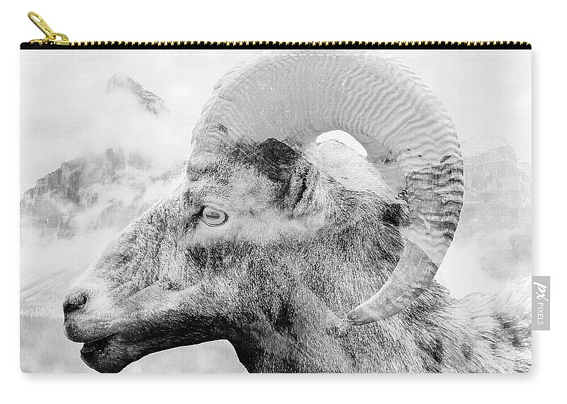 Bighorn Sheep Zip Pouch featuring the photograph Mountain Bighorn Ram by Dan Sproul