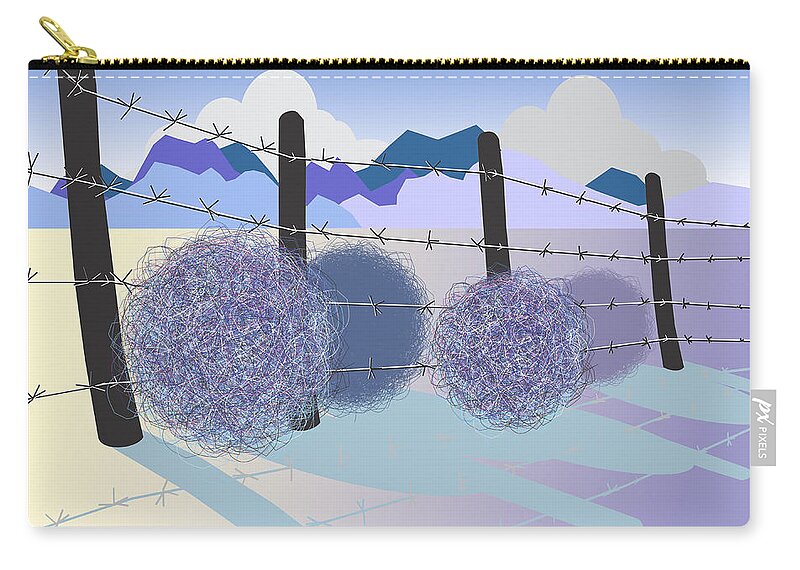 Landscape Zip Pouch featuring the digital art Mountain Blue Vista by Ted Clifton