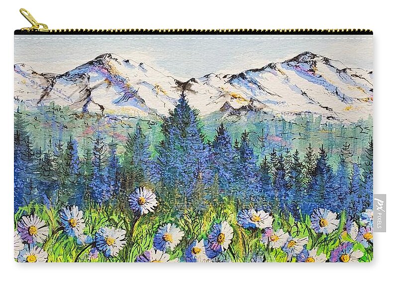 Mountains Carry-all Pouch featuring the painting Mountain Blues by Diane Phalen