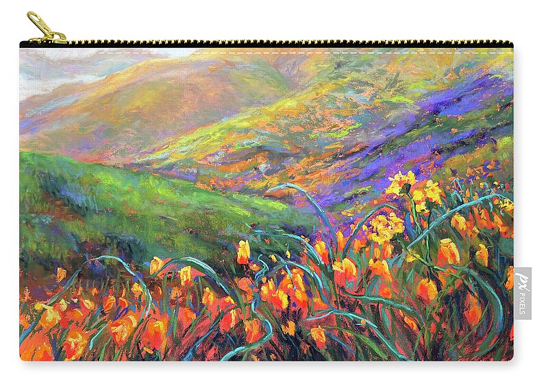 Mountain Painting Zip Pouch featuring the painting Mountain Jubilee by Susan Jenkins
