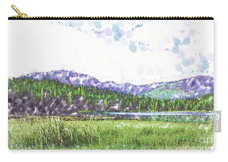 Meadow Zip Pouch featuring the digital art Mountain Meadow Tranquility by Kirt Tisdale