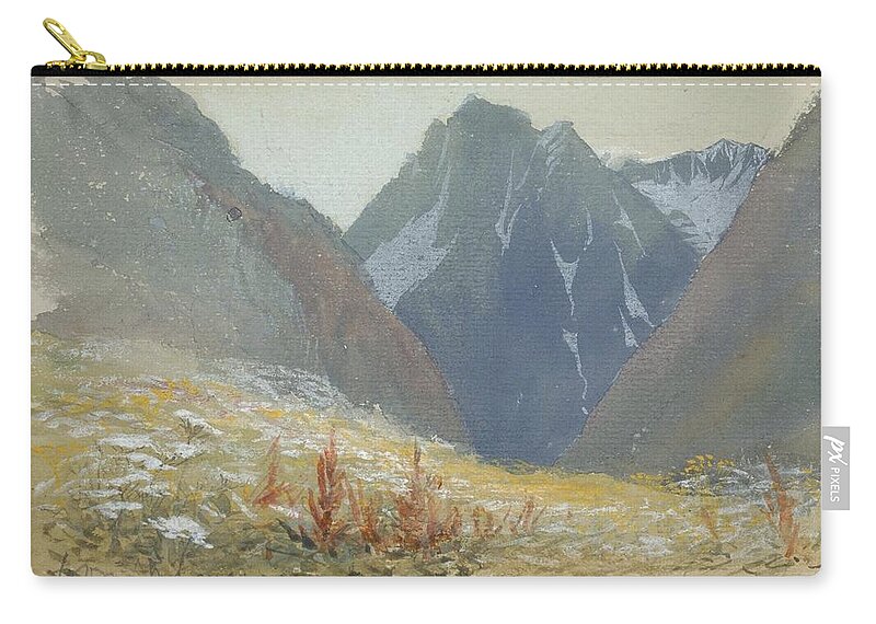 Mountain Zip Pouch featuring the painting Mountain Scene by Lilias Trotter