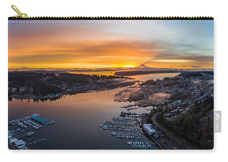 Drone Zip Pouch featuring the photograph Mountain Shadow Pano by Clinton Ward