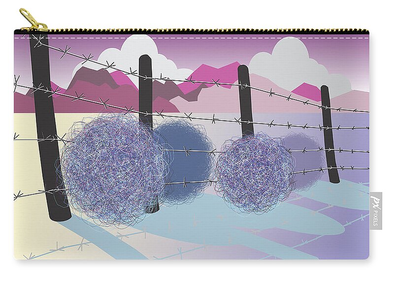 Landscape Zip Pouch featuring the digital art Mountain Vista by Ted Clifton