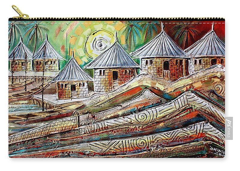 Africa Zip Pouch featuring the painting Mountainous Region by Paul Gbolade Omidiran