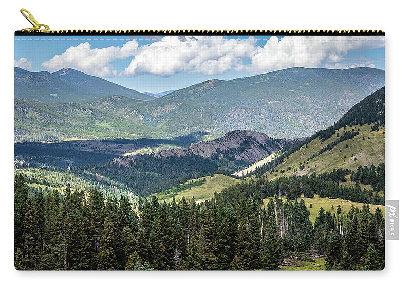 Beauty In The Sky Carry-all Pouch featuring the photograph Mountains Forest And Volcanic Dike Colorado by Debra Martz