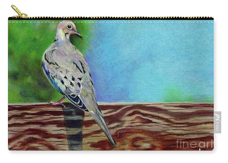 Color Zip Pouch featuring the drawing Mourning Dove by Terri Mills