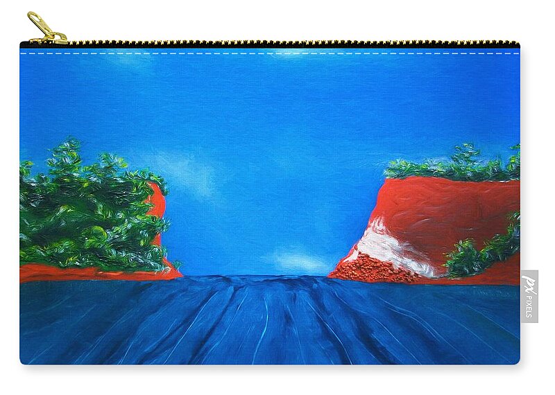 View Zip Pouch featuring the painting Mouth of the Hay River by Joan Stratton