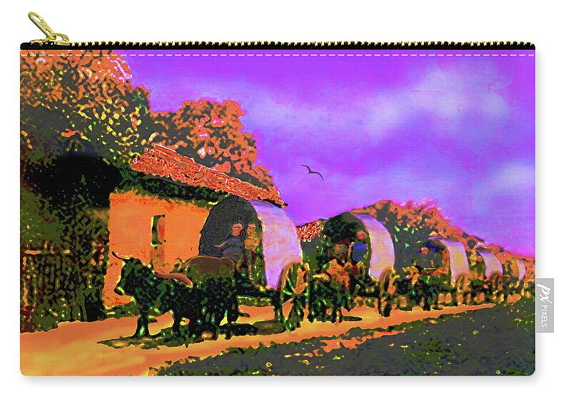History Zip Pouch featuring the painting Moving A Village by CHAZ Daugherty