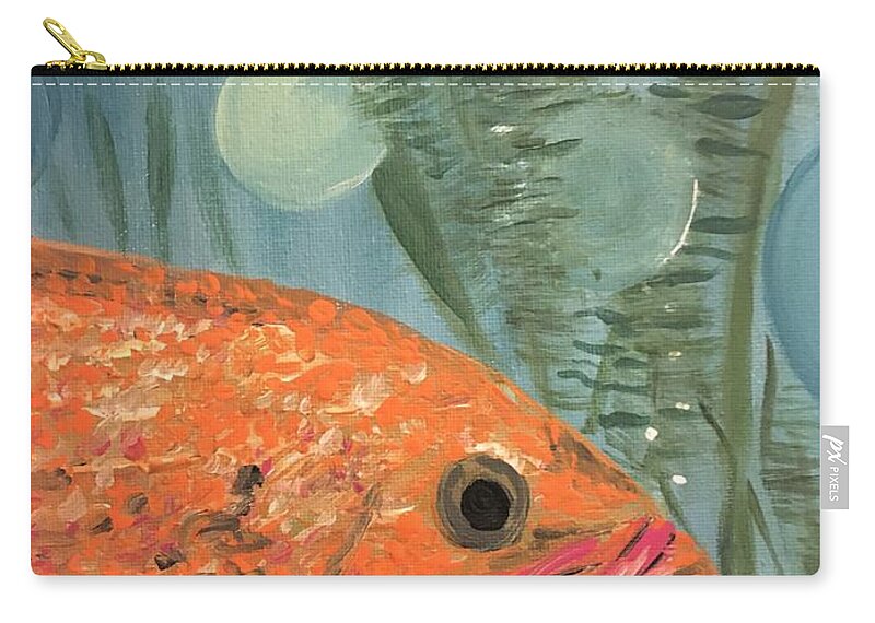 Fish Zip Pouch featuring the painting Mr. Fish by Debora Sanders
