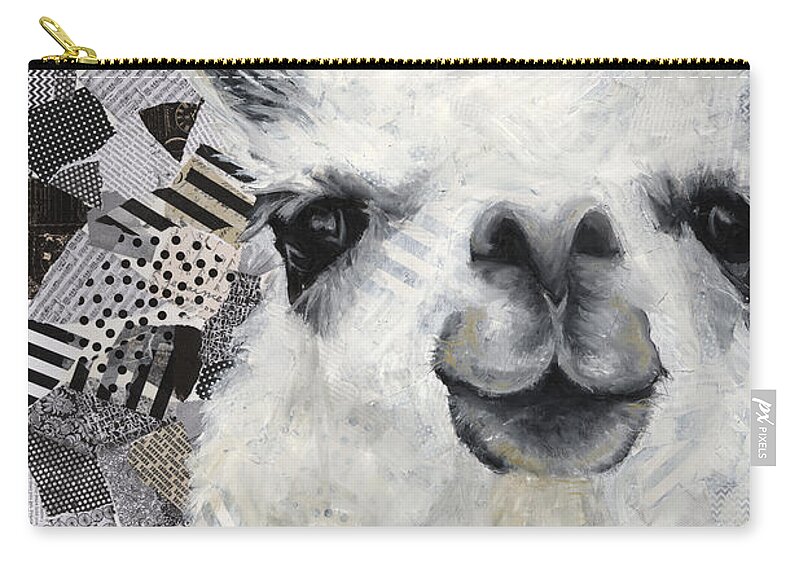 Art By Ashley Lane Zip Pouch featuring the painting Mr. Llama by Ashley Lane