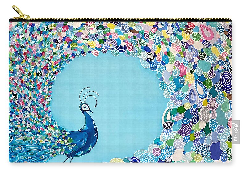 Blues Zip Pouch featuring the painting Mr. Peacock by Beth Ann Scott