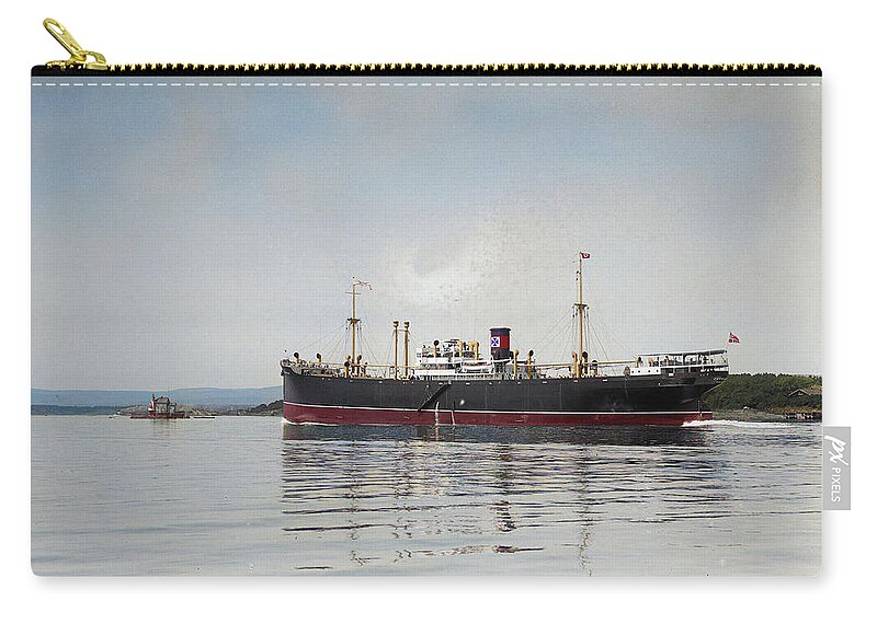 Cargo Ship Carry-all Pouch featuring the digital art M.S. Fernglen by Geir Rosset