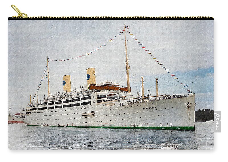 Ocean Liner Carry-all Pouch featuring the digital art M.S. Kungsholm ART by Geir Rosset