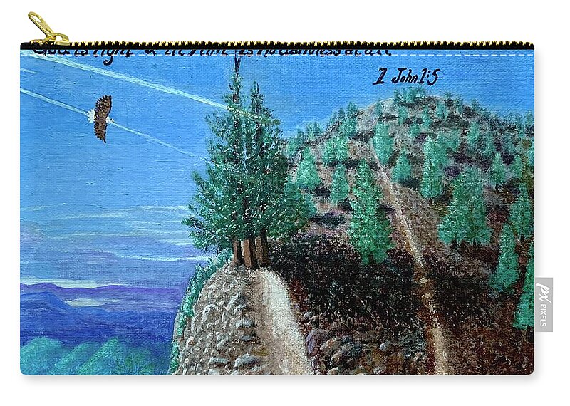 Mt. Baden Powell Zip Pouch featuring the painting Mt. Baden Powell by Catherine Saldana