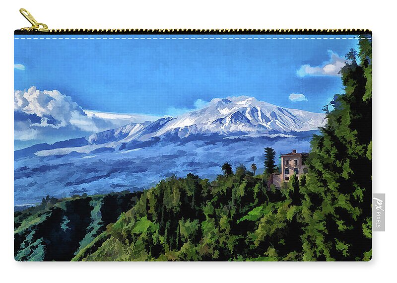 2019 Zip Pouch featuring the photograph Mt Etna from Taormina by Monroe Payne