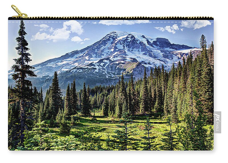 Mt-rainer Zip Pouch featuring the photograph Mt. Rainer by Gary Johnson
