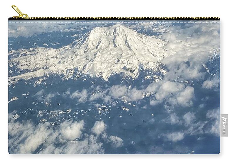 Looking Down Zip Pouch featuring the photograph Mount Rainier by Jerry Abbott