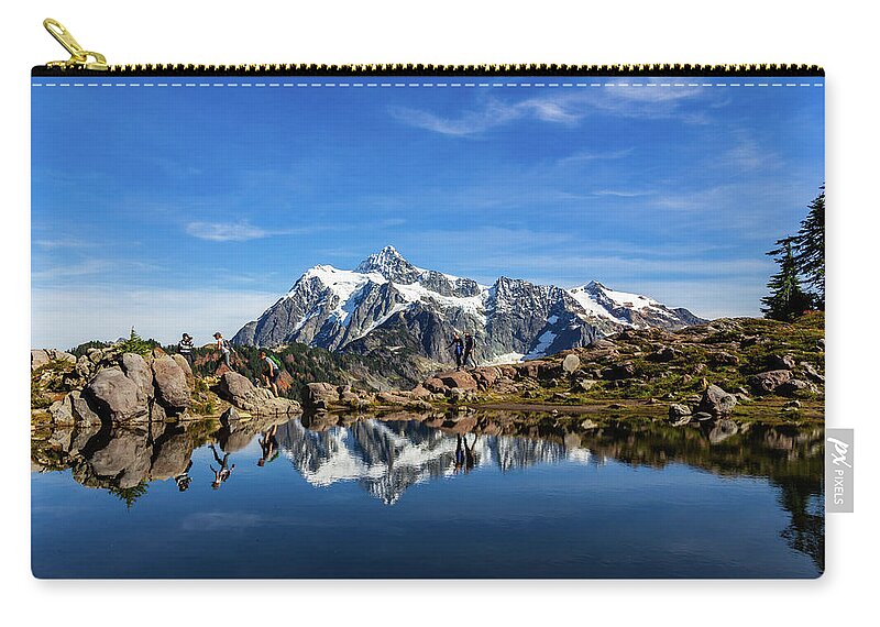 Mountain Zip Pouch featuring the photograph Mt. Shuksan Hikers by Gary Skiff