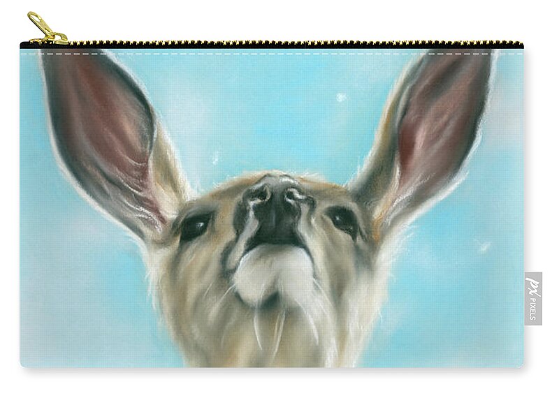 Animal Zip Pouch featuring the painting Mule Deer with Blue Winter Sky by MM Anderson