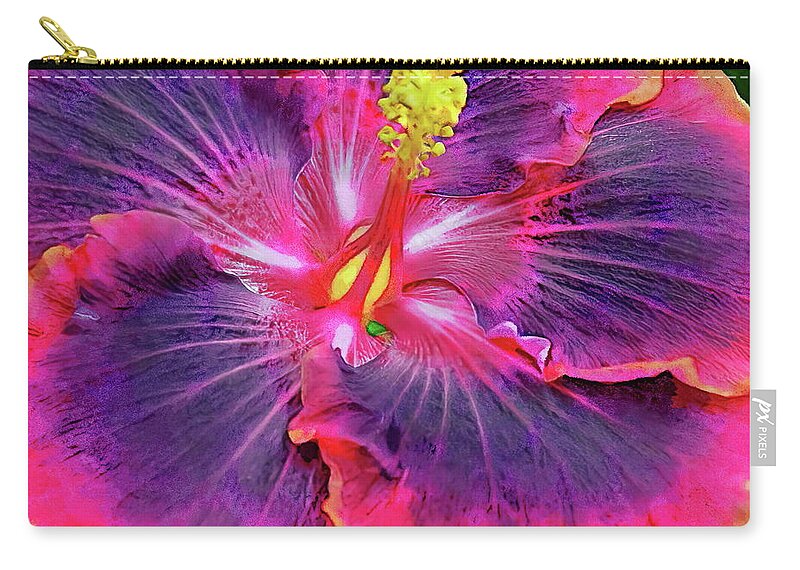 Hibiscus Zip Pouch featuring the painting Multi-Color Hibiscus by Russ Harris