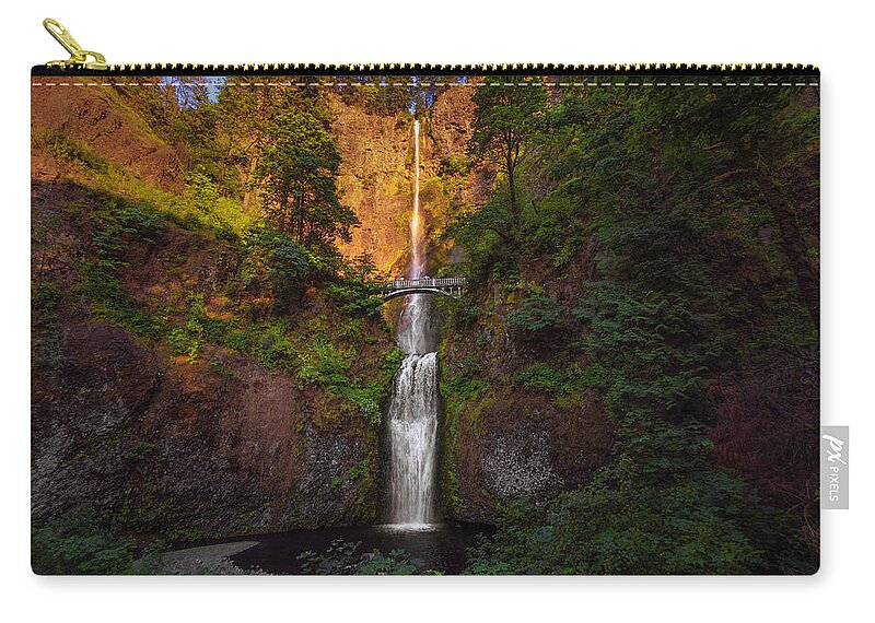 California Zip Pouch featuring the photograph Multnomah Falls at Sunset by Don Hoekwater Photography